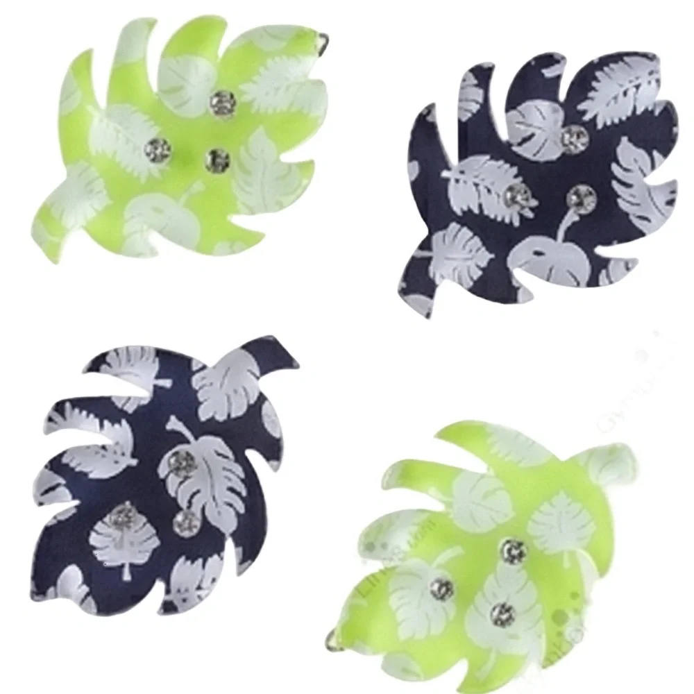 Gymboree Summer Island Green & Navy Blue Palm Leaf Hair Clips 2 Sets (4 Clips)